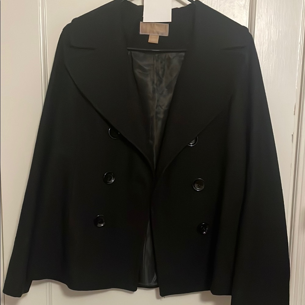 Michael Kors Black Cape with Wide Lapels